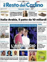 Portada de Il Resto del Carlino (Italia)