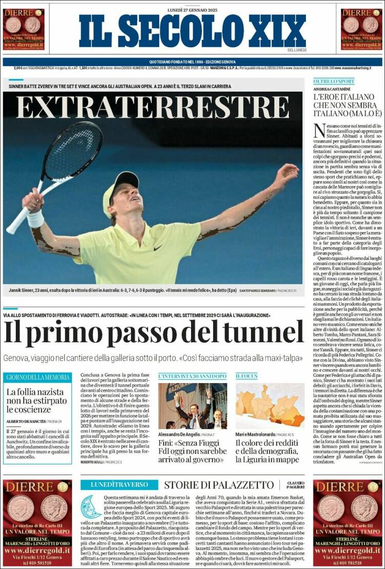 Portada de Il Secolo XIX (Italia)