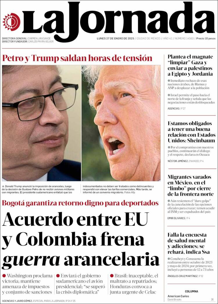 Portada de La Jornada (México)