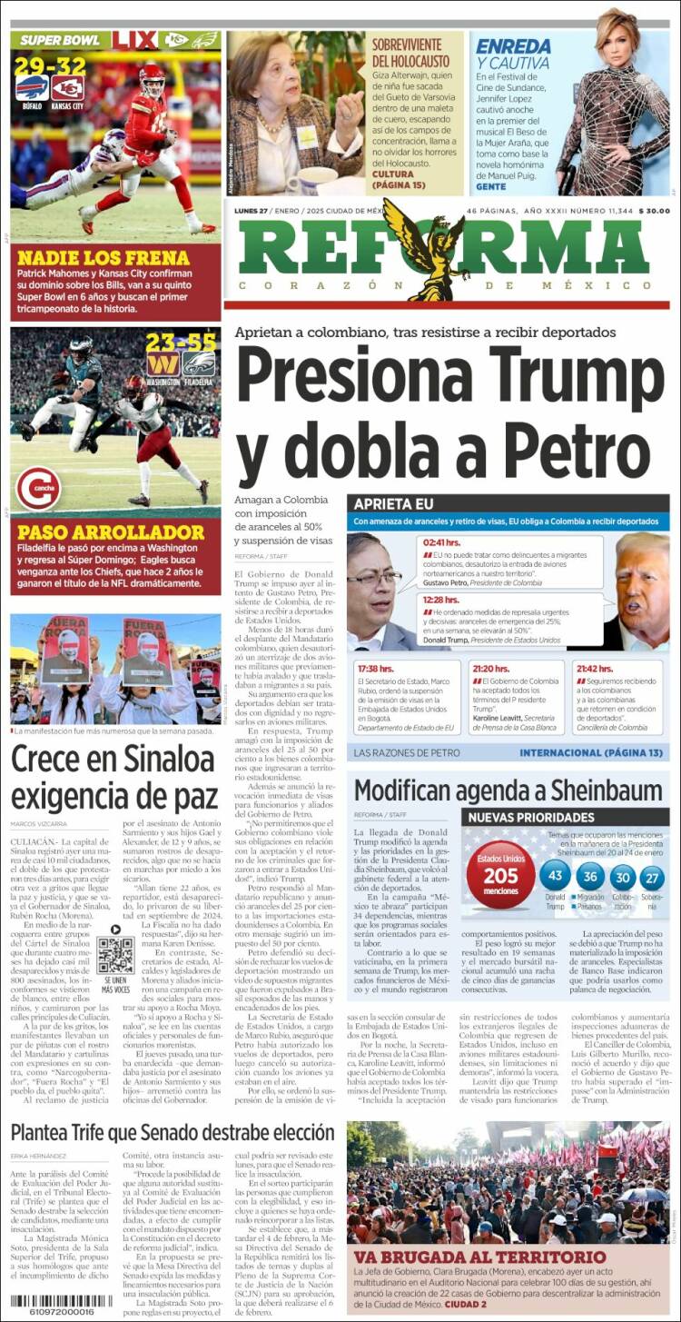 Portada de Reforma (México)