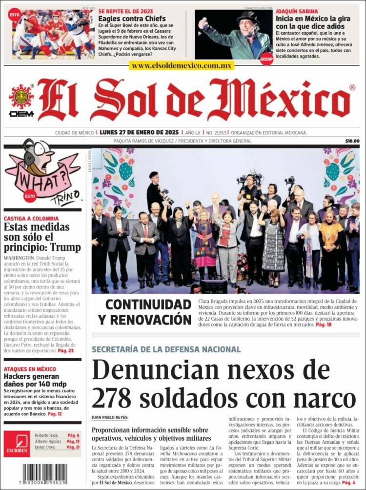 Portada de El Sol de México (México)