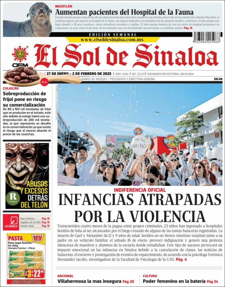 Portada de El Sol de Sinaloa (Mexique)