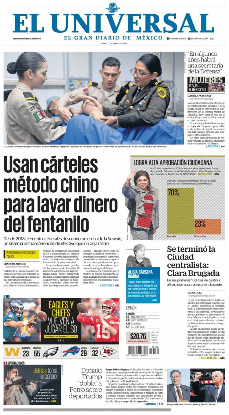Portada de El Universal (México)
