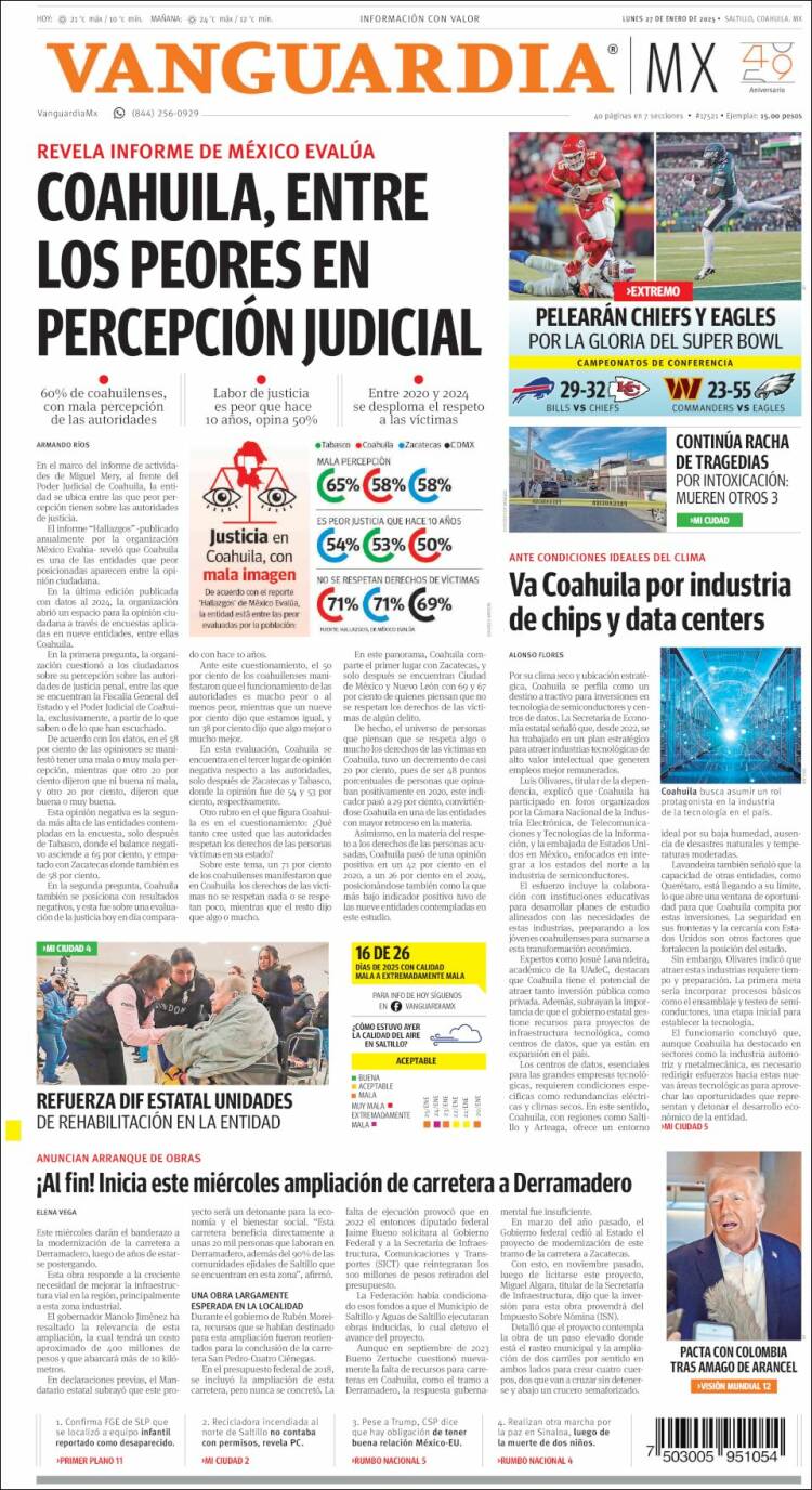 Portada de Vanguardia (México)
