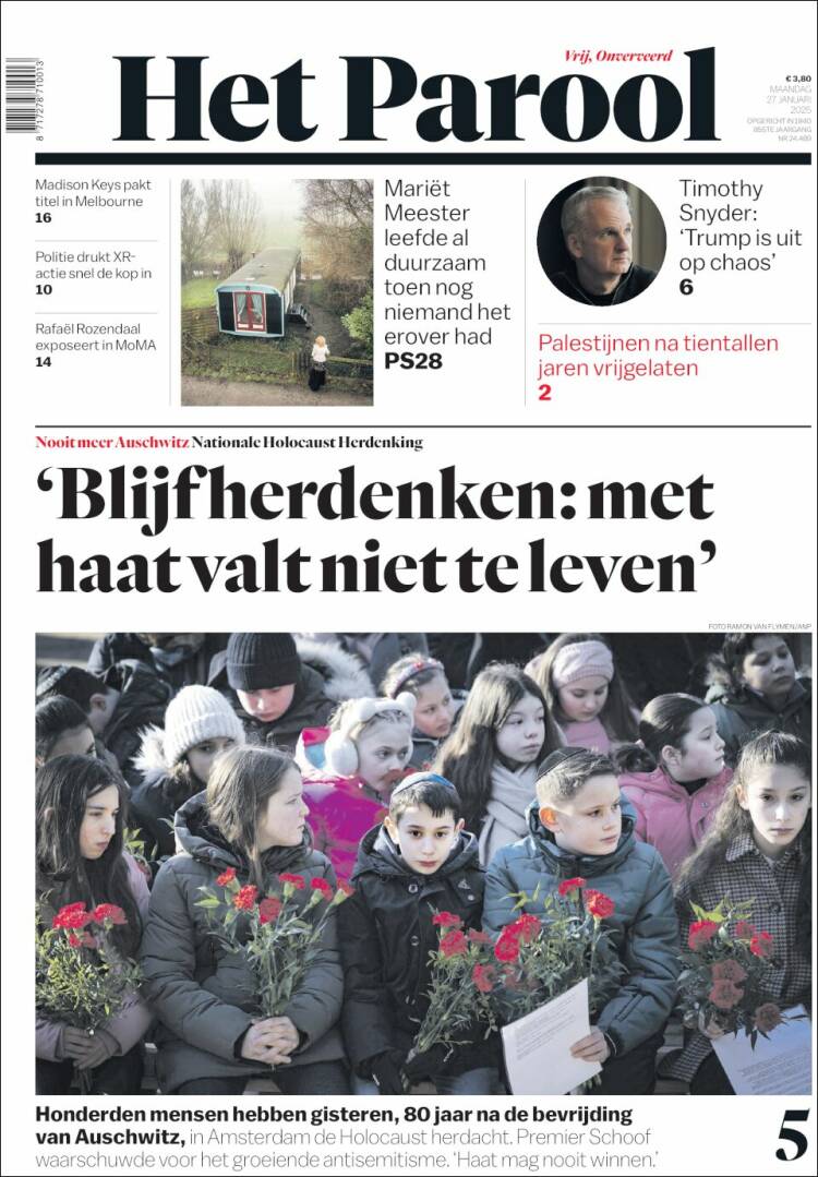 Portada de Het Parool (Pa&iacute;ses Bajos)