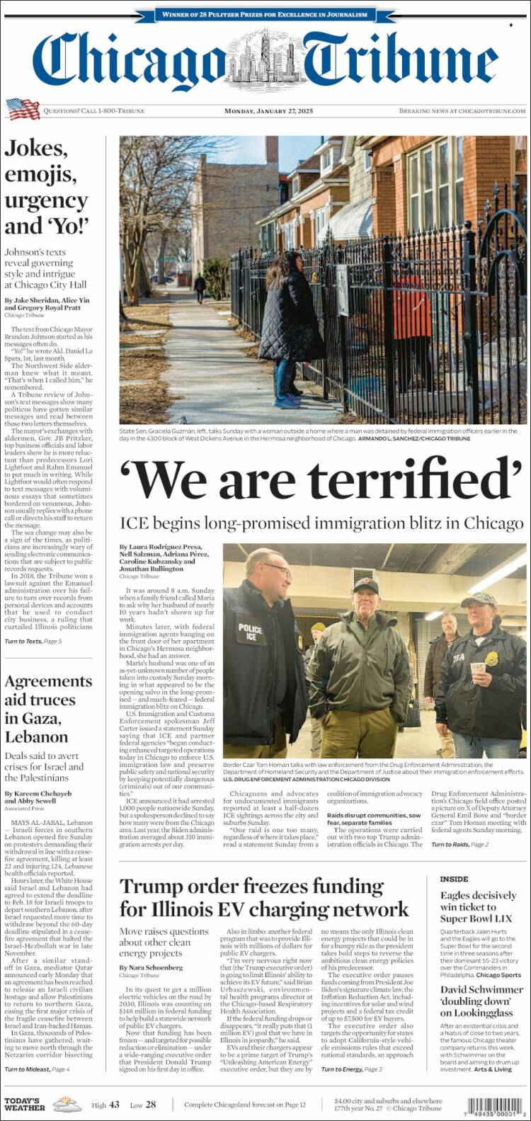 Portada de Chicago Tribune (USA)