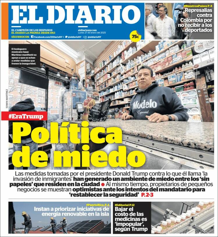 Portada de El Diario NY (USA)