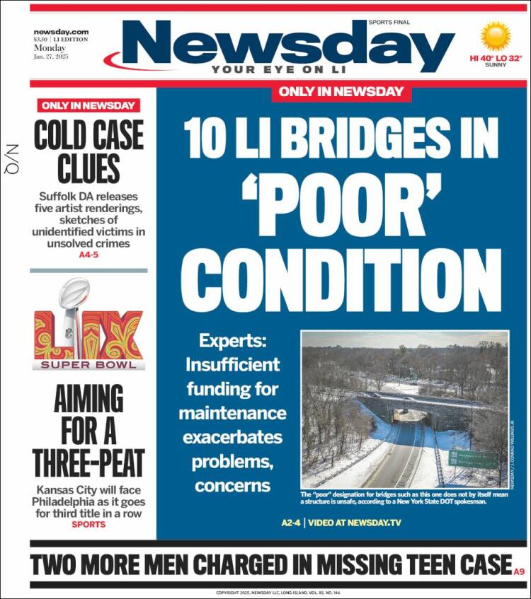 Portada de Newsday (USA)