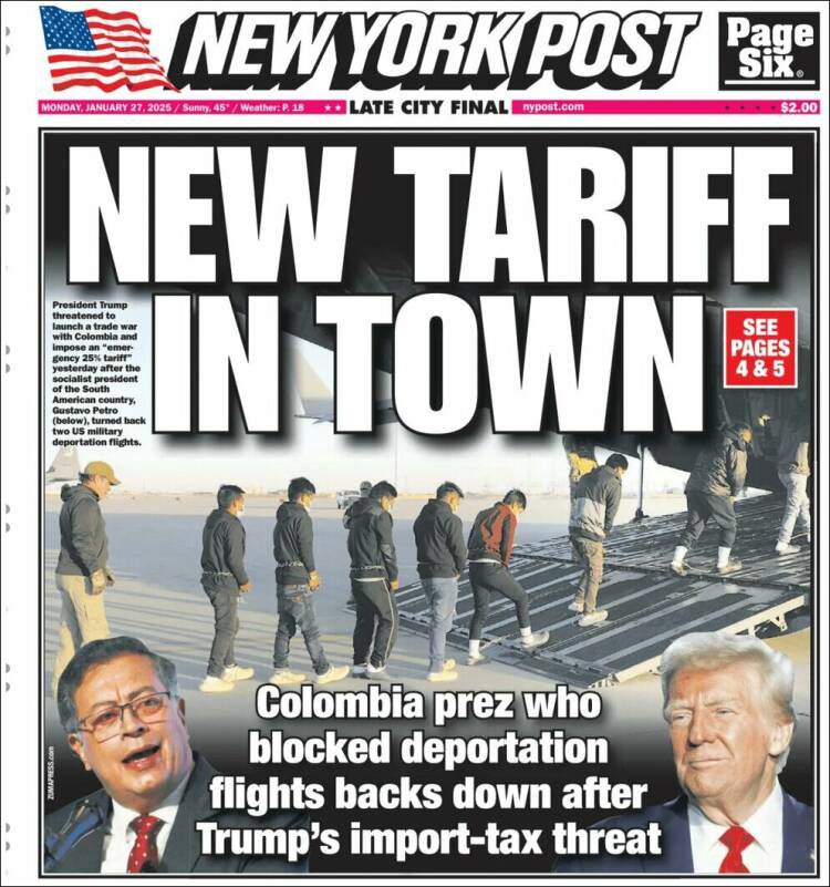 Portada de New York Post (USA)