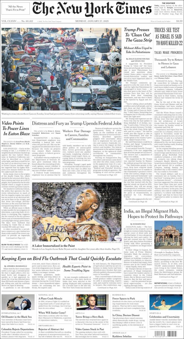 Portada de New York Times (USA)