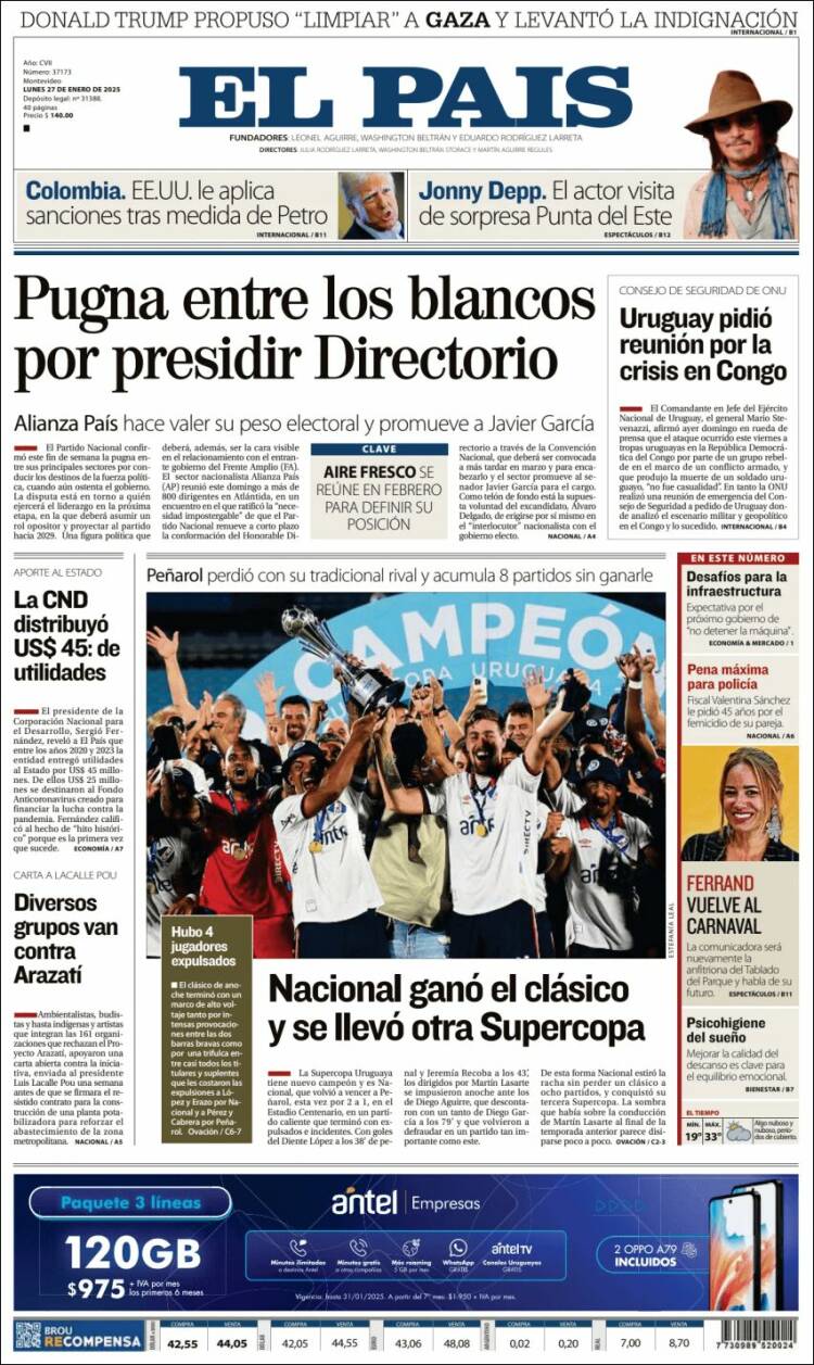 Portada de El País (Uruguay)