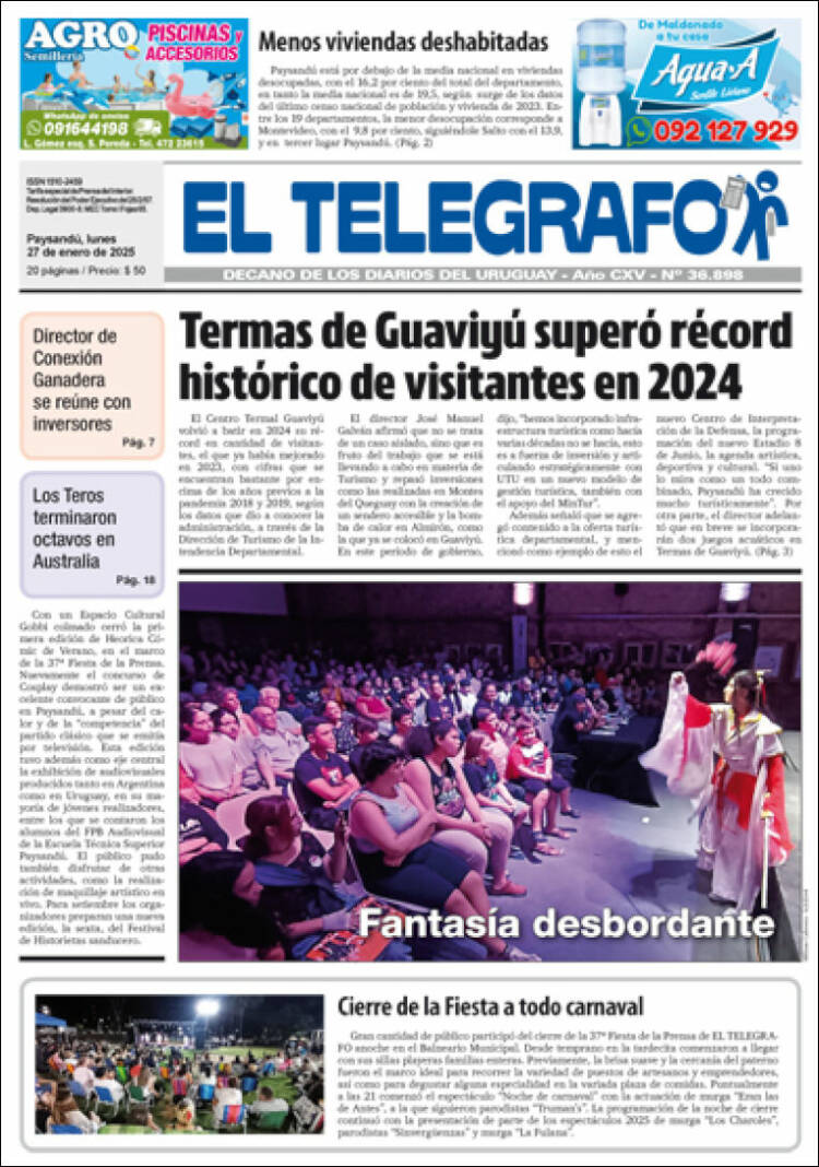 Portada de El Telégrafo (Uruguay)