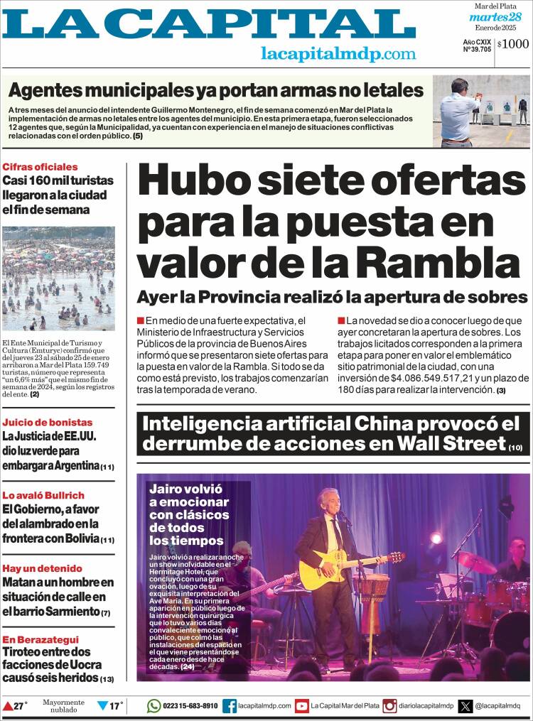 Portada de Diario La Capital - Mar del Plata (Argentina)
