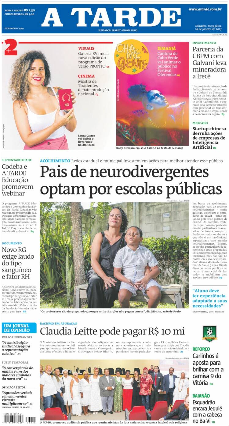 Portada de Diário A Tarde (Brasil)