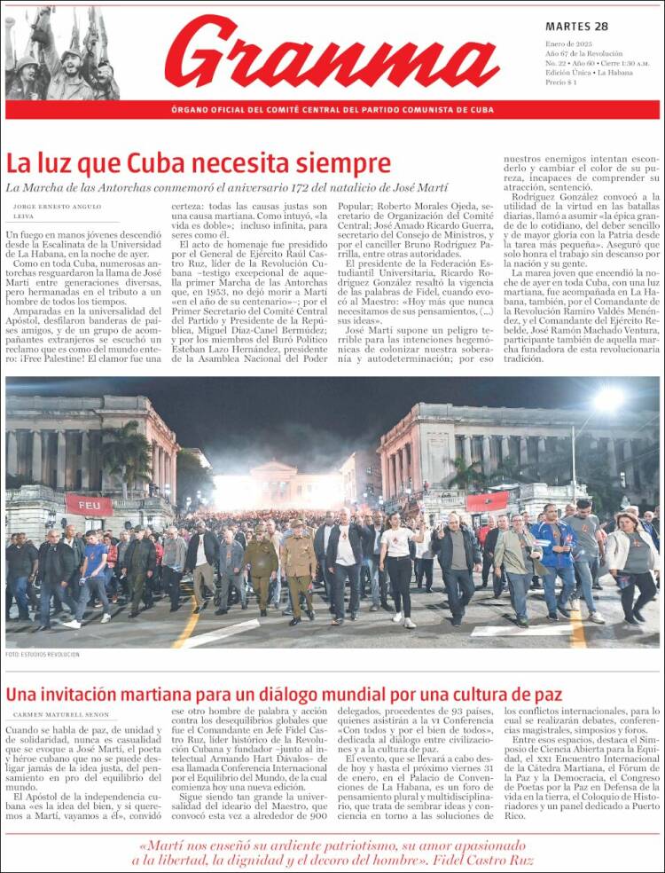 Portada de Granma (Cuba)