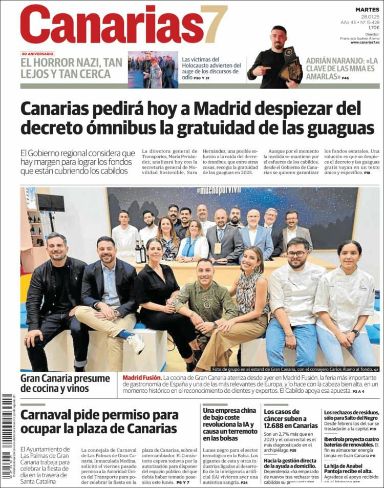 Portada de Canarias 7 (España)