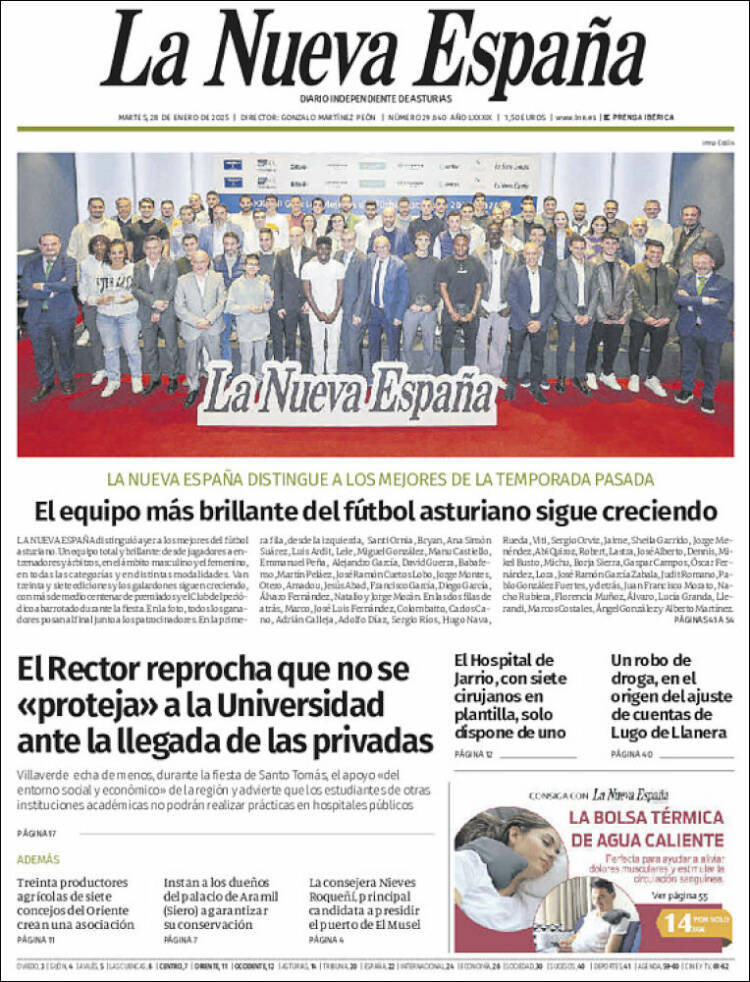 Portada de La Nueva España (España)