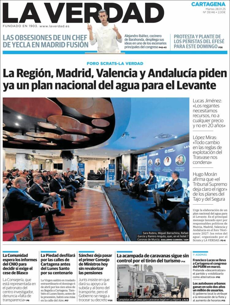 Portada de La Verdad de Cartagena (España)