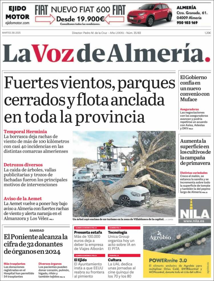 Portada de La Voz de Almería (España)