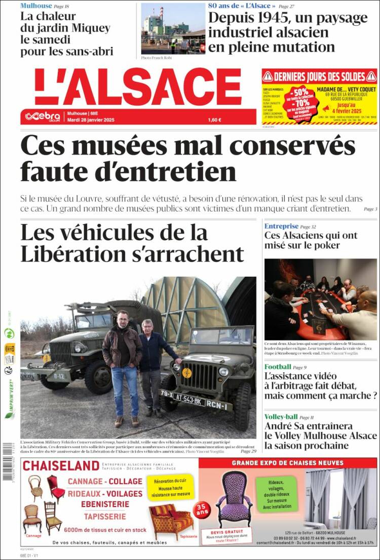 Portada de Journal L'Alsace (Francia)