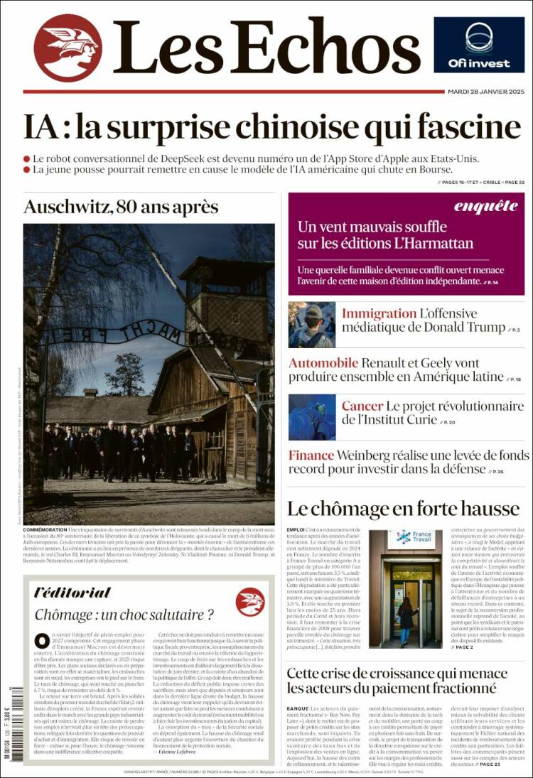 Portada de Les Echos (Francia)