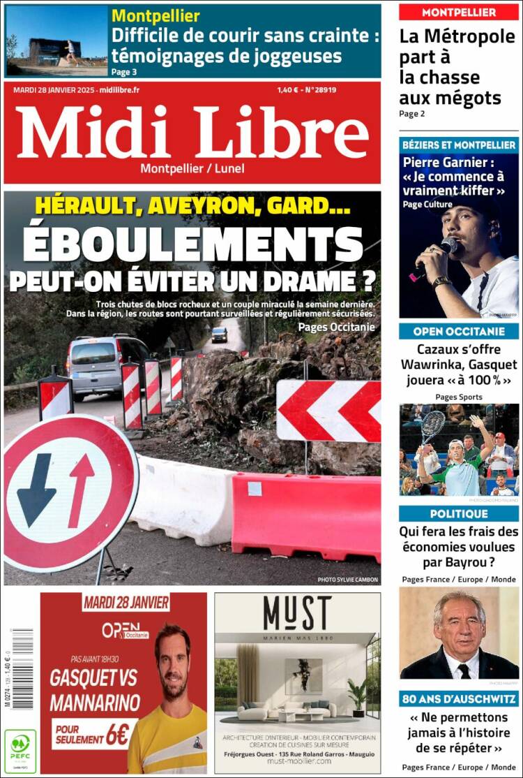 Portada de Midi Libre (Francia)