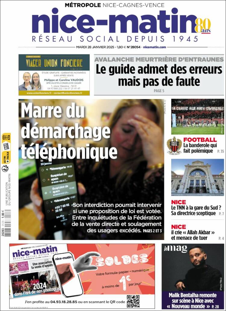 Portada de Nice-Matin (Francia)