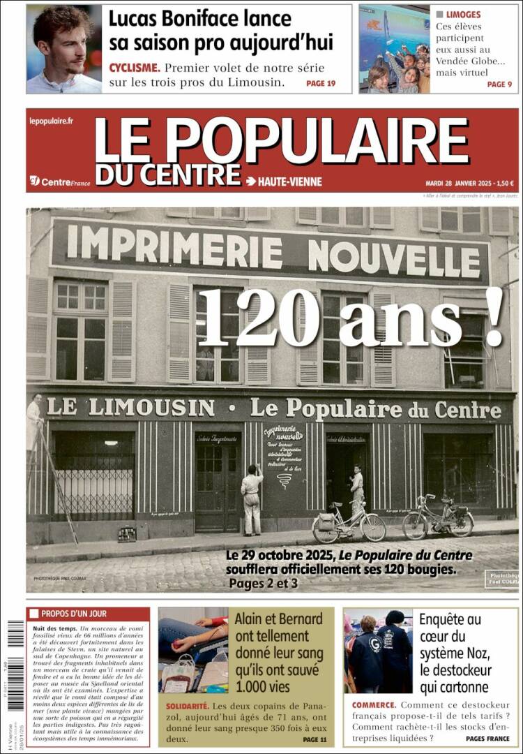 Portada de Le Populaire du Centre (Francia)