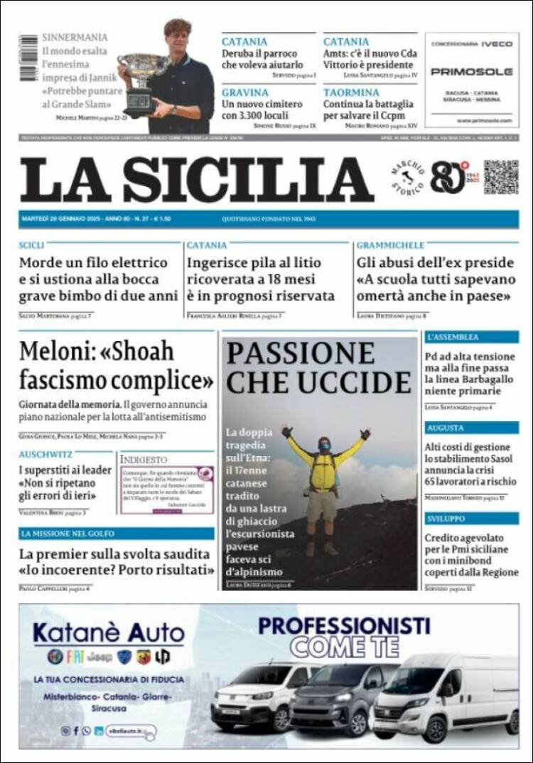 Portada de La Sicilia (Italia)
