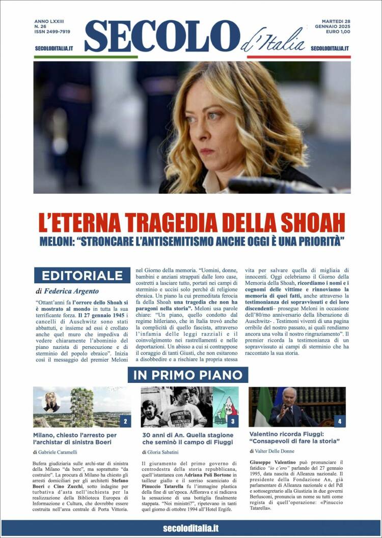 Portada de Secolo d'Italia (Italia)