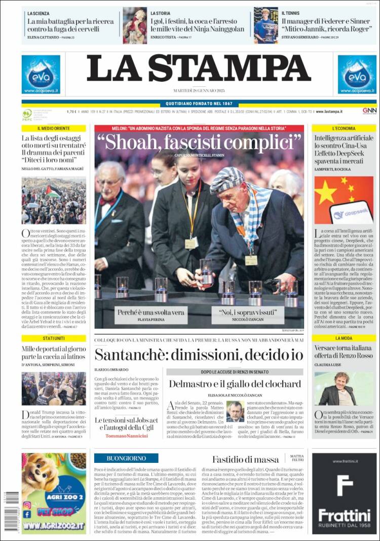 Portada de La Stampa (Italia)