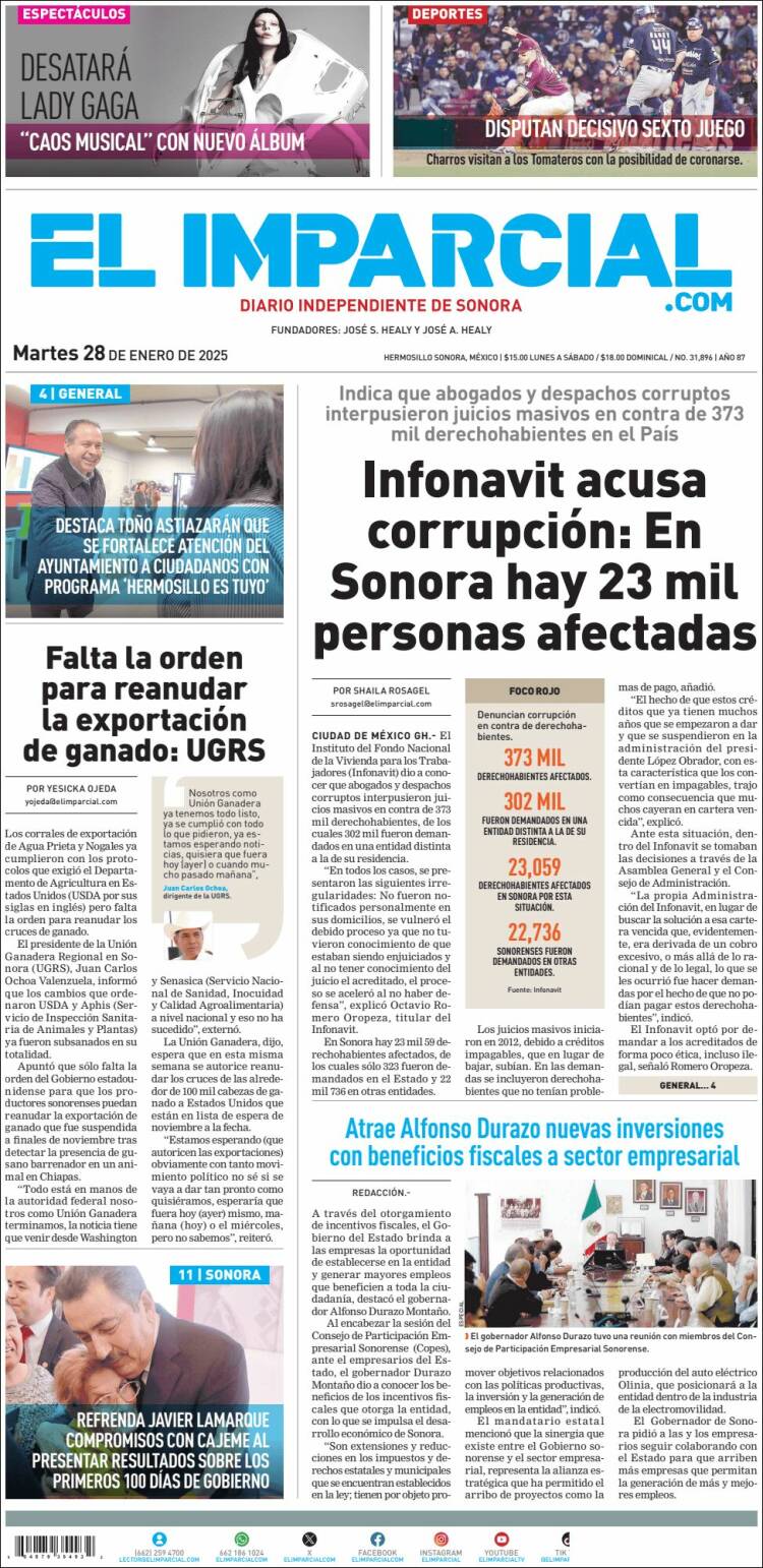Portada de El Imparcial (México)