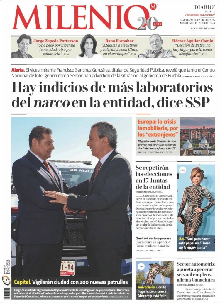 Portada de Milenio de Puebla (México)