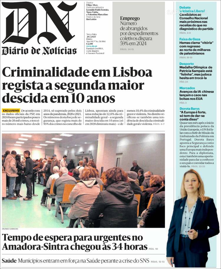 Portada de Diário de Noticias (Portugal)