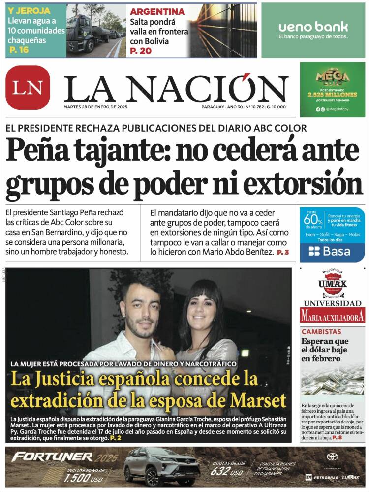 Portada de La Nación (Paraguay)