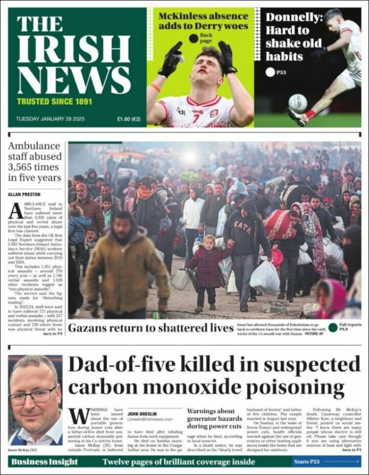 Portada de Irish News (United Kingdom)