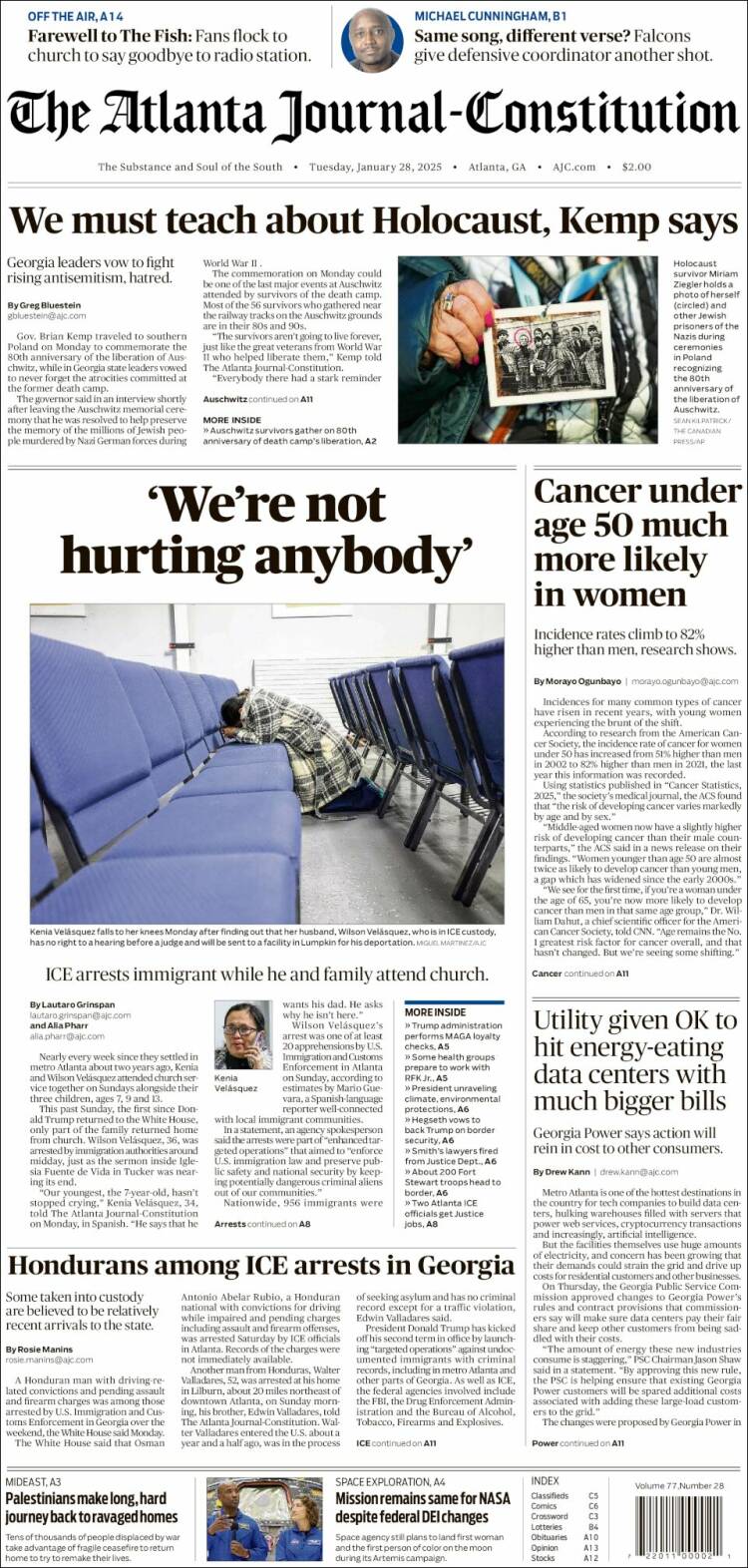 Portada de The Atlanta Journal-Constitution (USA)
