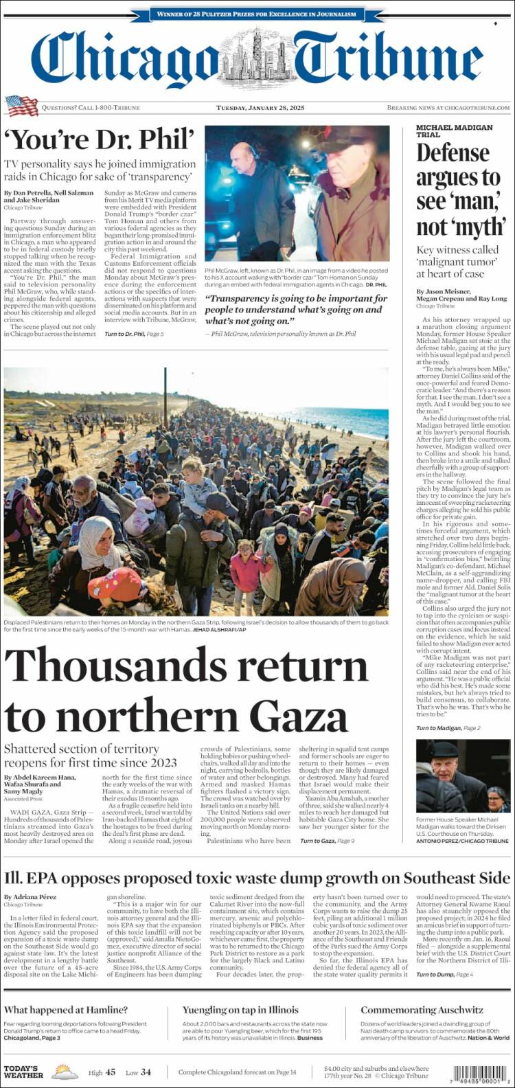 Portada de Chicago Tribune (USA)