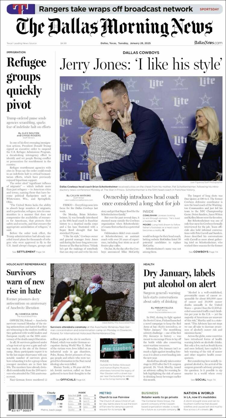 Portada de Dallas Morning News (USA)