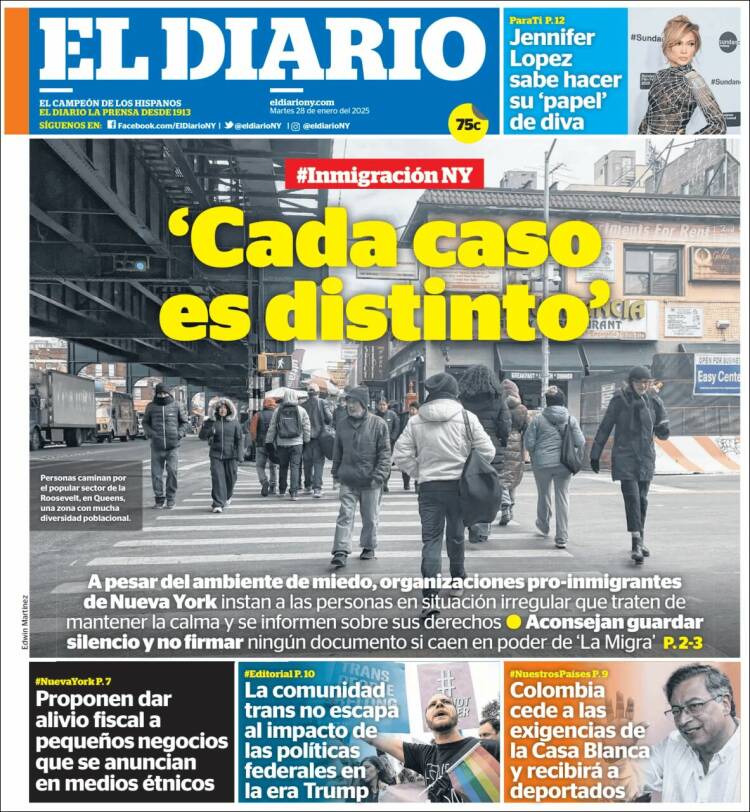 Portada de El Diario NY (USA)
