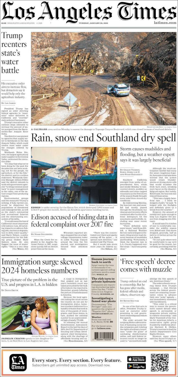 Portada de Los Angeles Times (USA)