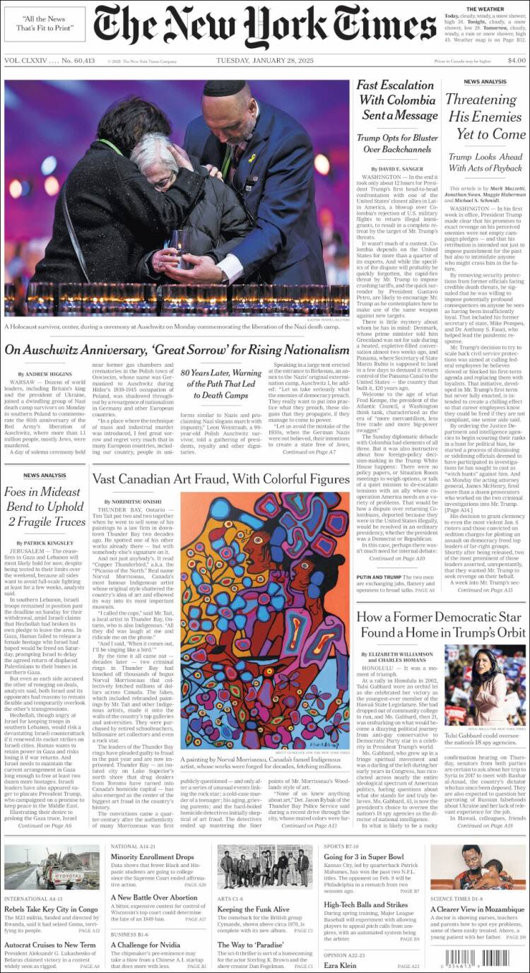 Portada de New York Times (USA)