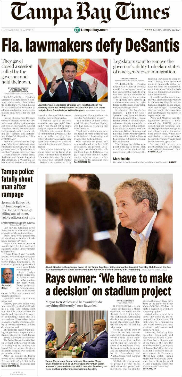 Portada de Tampa Bay Times (USA)