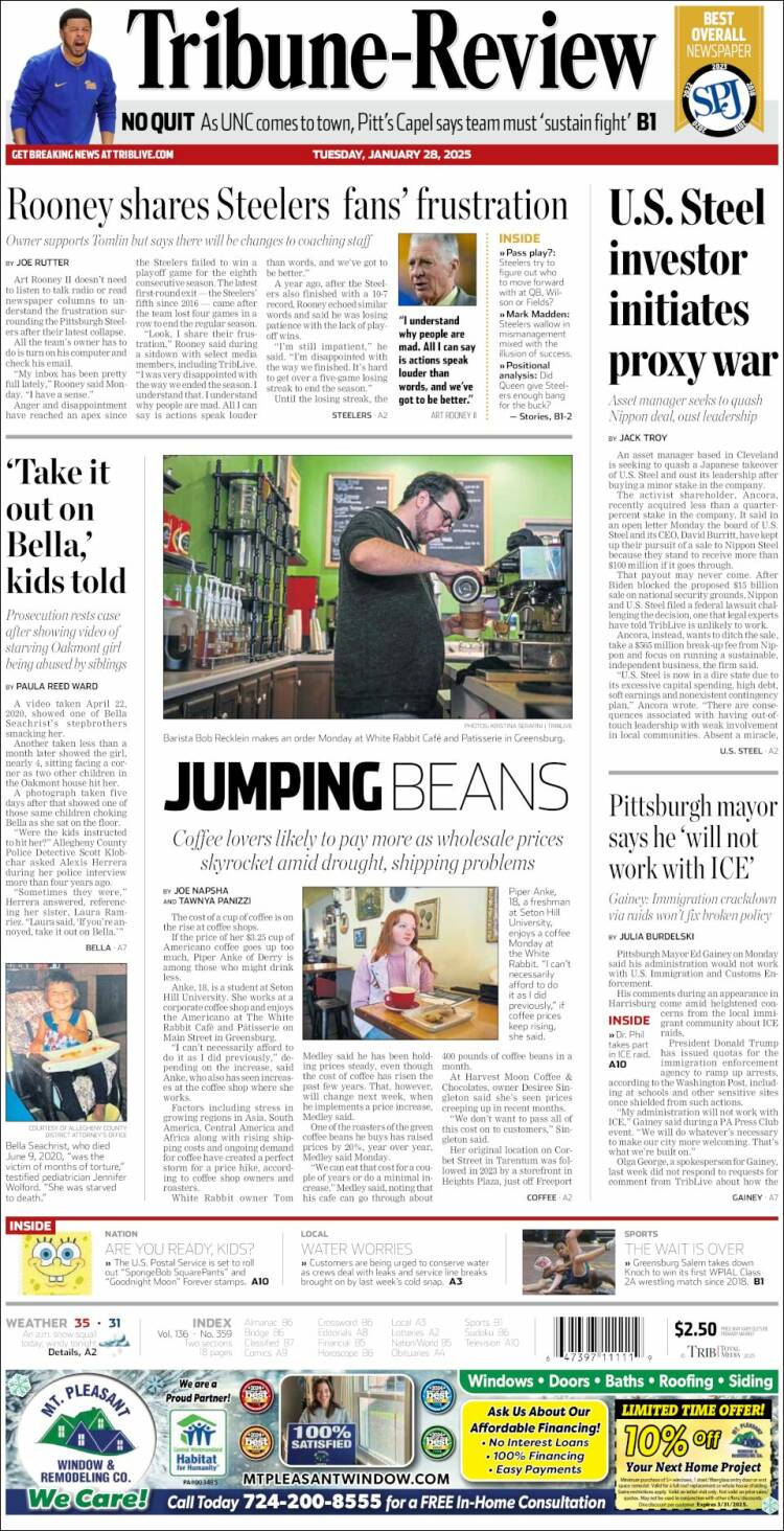 Portada de Tribune-Review (USA)