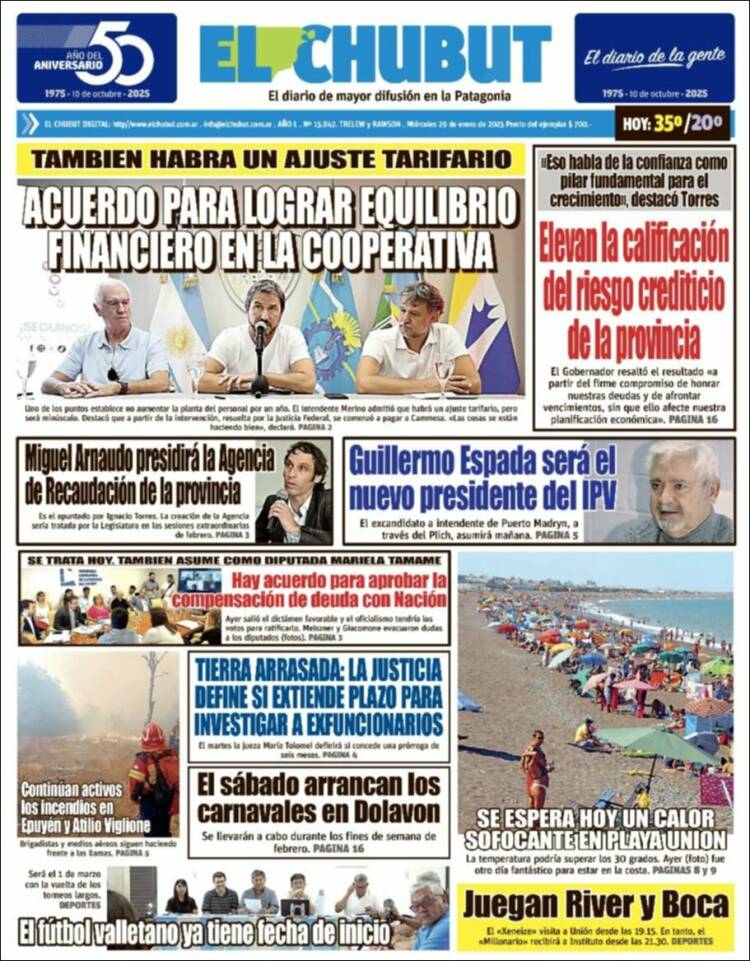 Portada de El Chubut (Argentina)