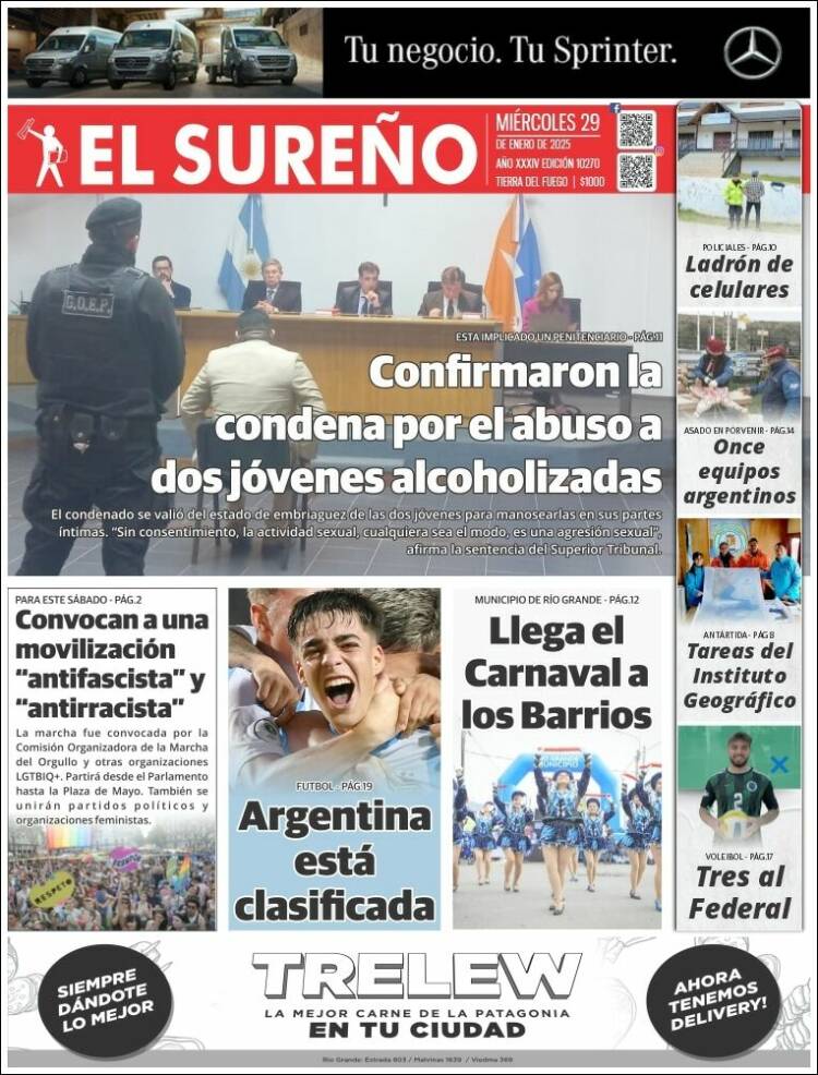 Portada de Diario El Sureño (Argentina)