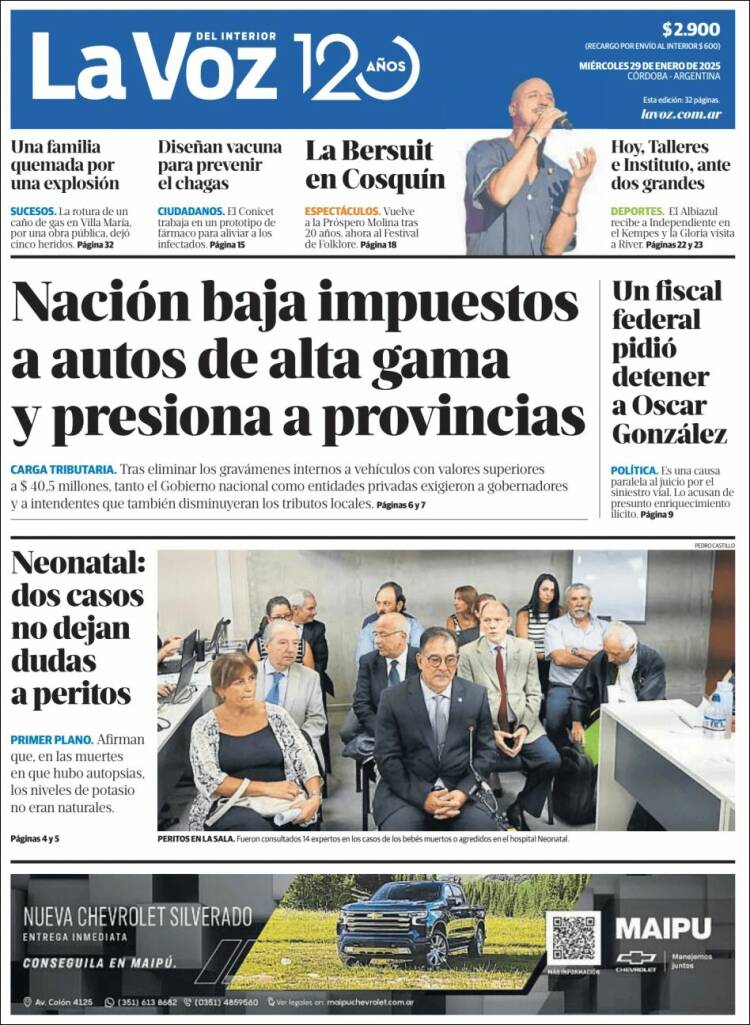 Portada de La Voz del Interior (Argentina)