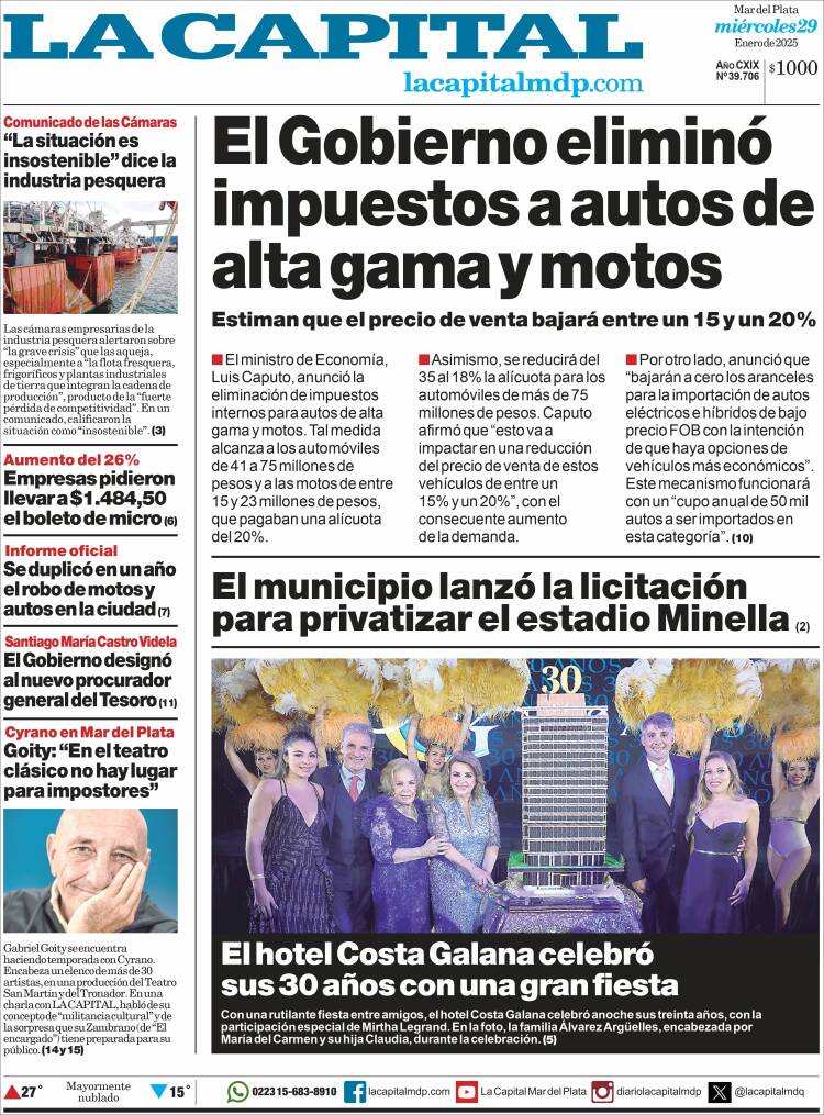 Portada de Diario La Capital - Mar del Plata (Argentina)