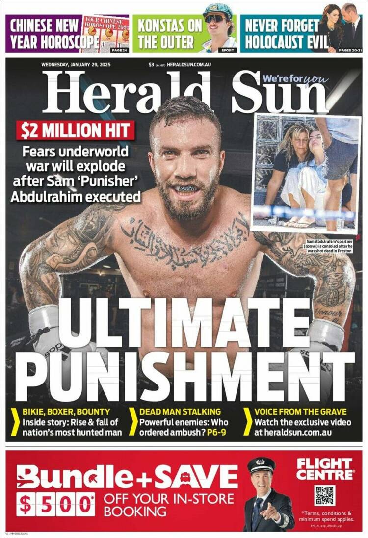 Portada de Herald Sun (Australia)