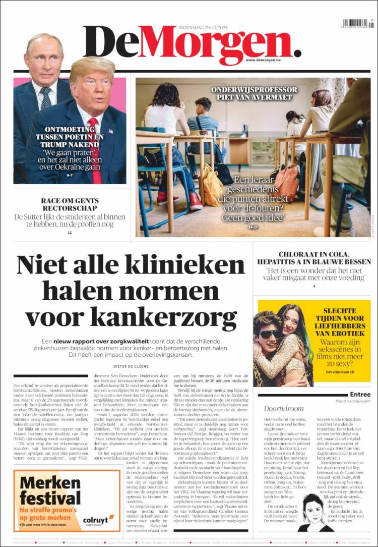 Portada de De Morgen (B&eacute;lgica)